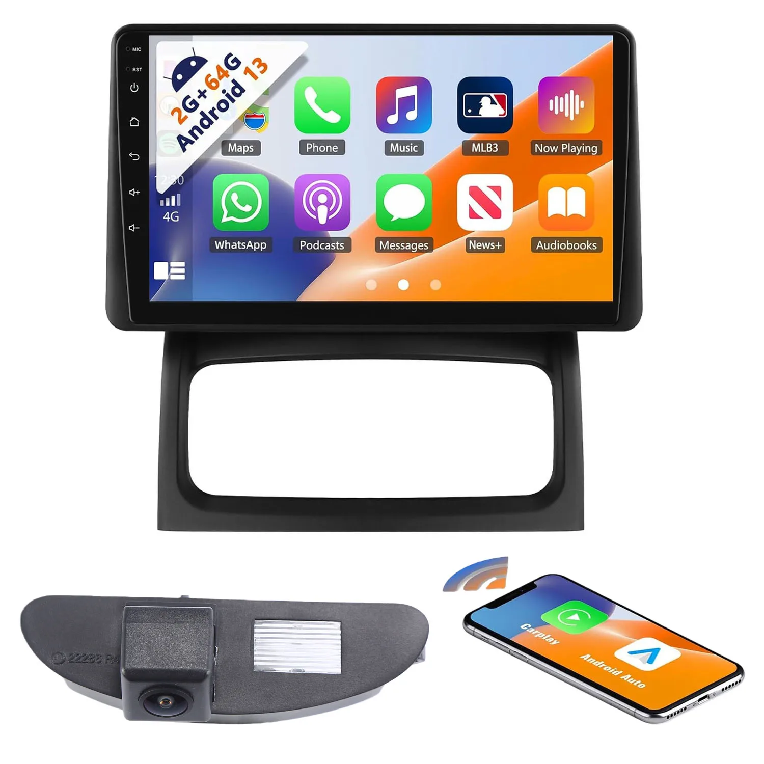 4+64GB Android Auto Car radio Carpaly GPS Navigation+HD rearview camera For Renault Clio II 2 BB CB BB0 SB0 Mk2 II Twigo I C06