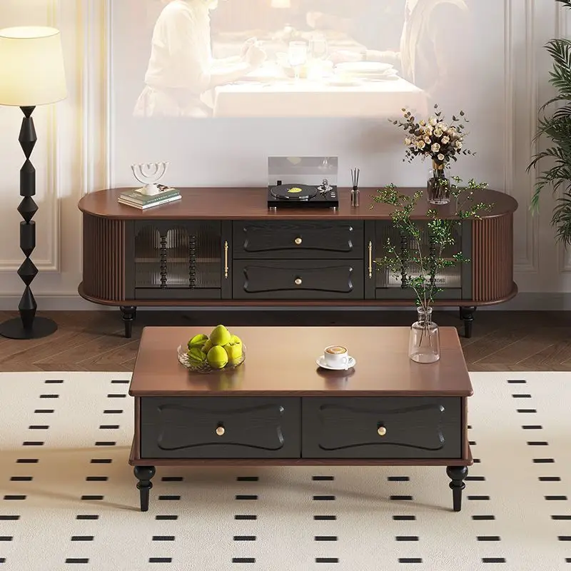 ريترو، خشب متين، خزانة تلفزيون، أسود، شقة صغيرة، غرفة معيشة، خزانة، أثاث القرون الوسطى #5