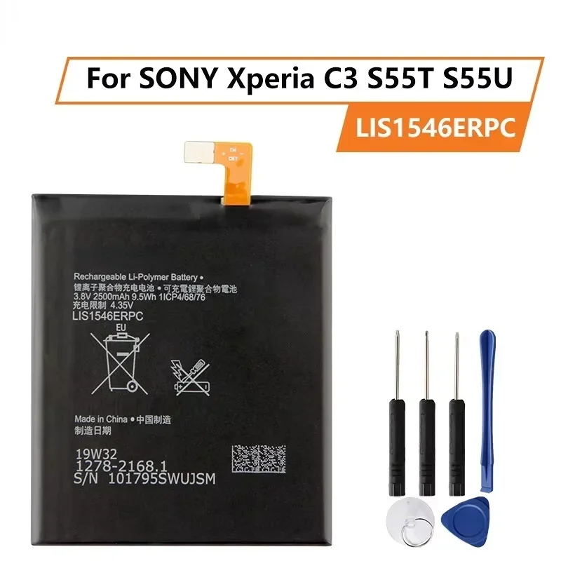 Production Date 2024 Replacement Battery For SONY Xperia C3 S55T S55U LIS1546ERPC Premium Phone Batteries 2500mAh Long Lifespan