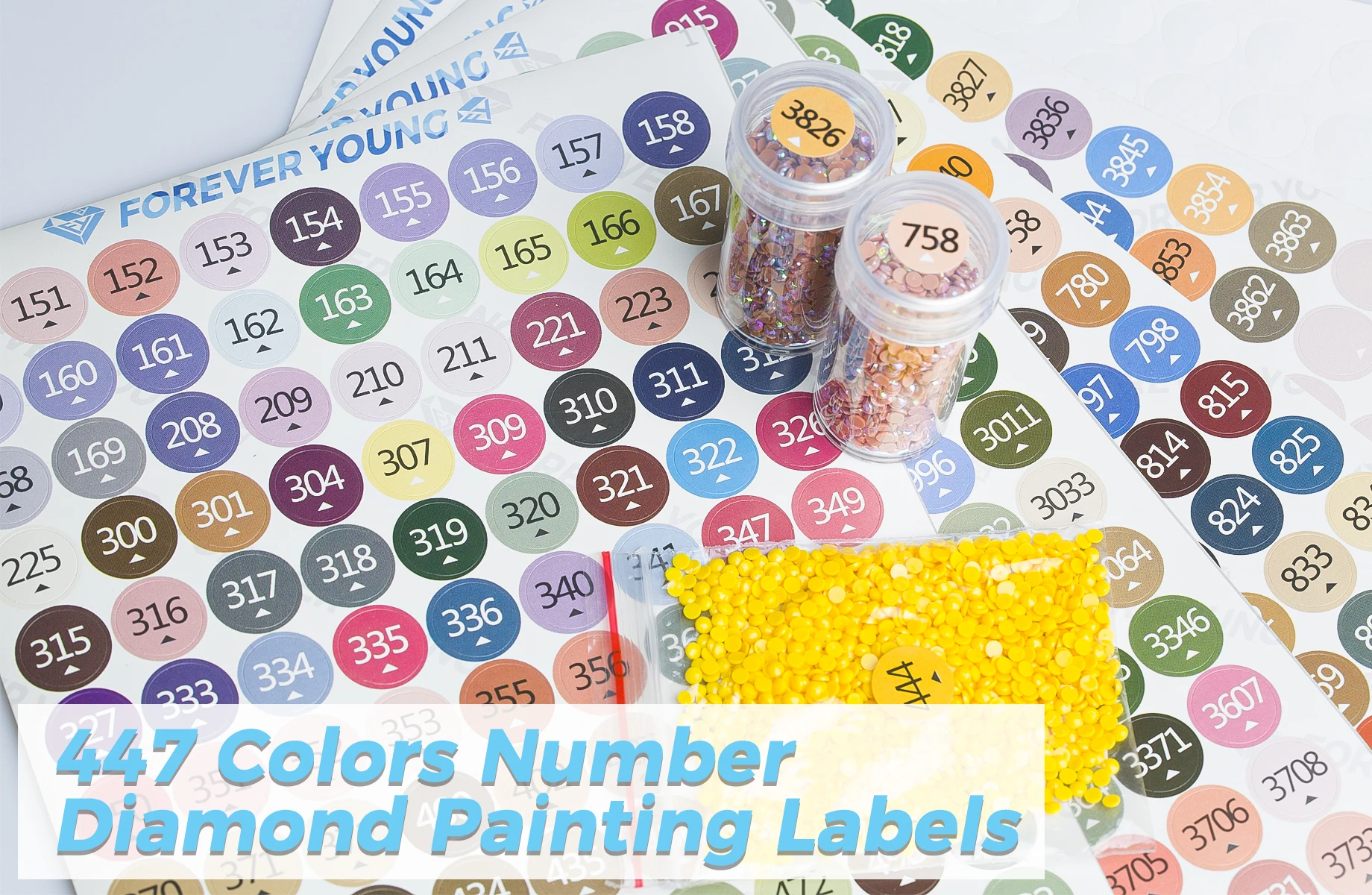 2 Set Diamond Painting Color Number Stickers 447 DMC Lables Stickers Diamond Painting Accessories Storage Box