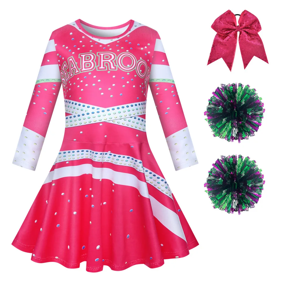 Girls Carnival Halloween Cheerleader Costume Cosplay Kids Zombie Addison Outfit Children Fancy Party Dress Cheer Uniform Clothes