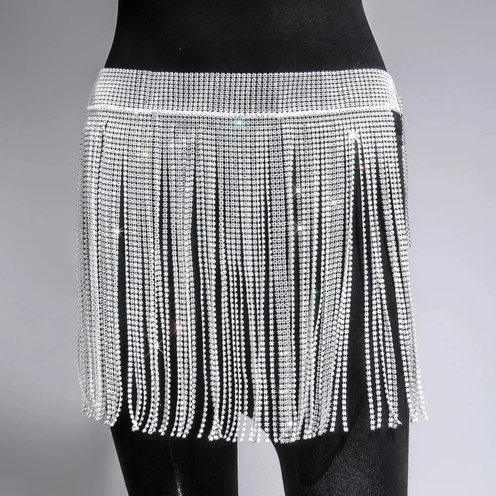 Flashing Diamonds Sexy Mini Dress Diamond Strap Lace Up Knot Elegant Mini Dress Mesh Glitter Rhinestone Fashionable Half Skirt