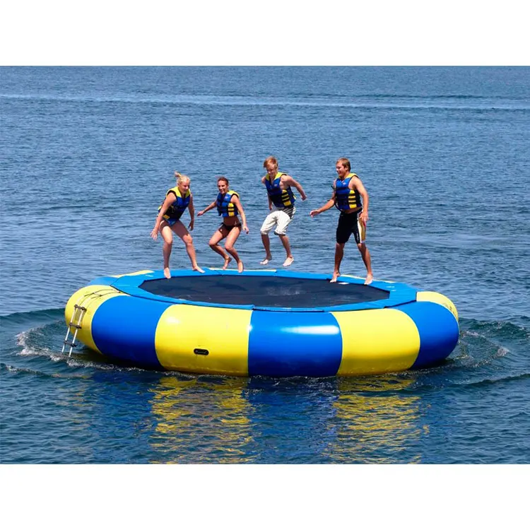 Hot Popular commercial PVC water park 5m diameter children's inflatable water trampoline 13ft round floating game for relaxing