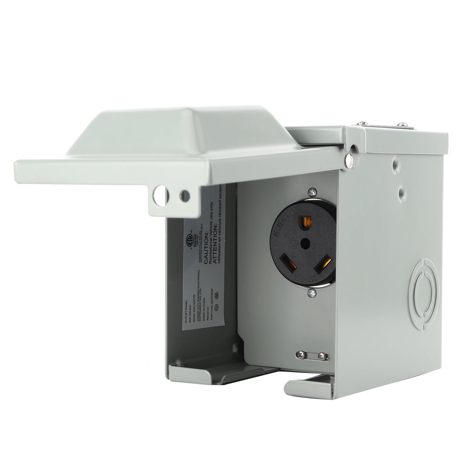 RV Power Outlet Box RV Power Socket Enclosed Indoor Outdoor Lockable Heavy Duty 30 Amp 125 Volt for Motorhome for Electric Car