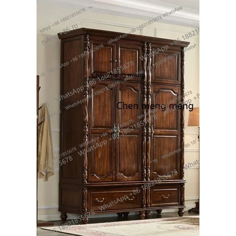 

Solid wood wardrobe, bedroom furniture, three doors, household large-capacity lockers