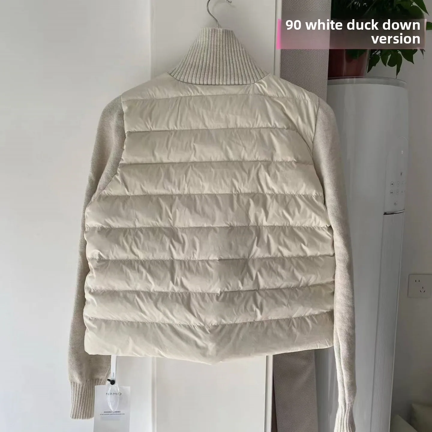 Casual Sle Piumino da donna Jaet Colletto alla coreana in lana Splicing ort Vestibilità ampia Piuma d'oca bianca Cappotto caldo