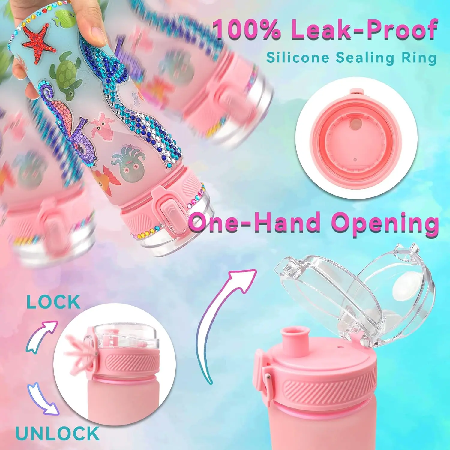 Decora i tuoi kit di bottiglie d'acqua per ragazze di età 4-6-8-10 anni, artigianato con pittura a sirena, regali divertenti per arti e mestieri, giocattoli per ragazze Birt