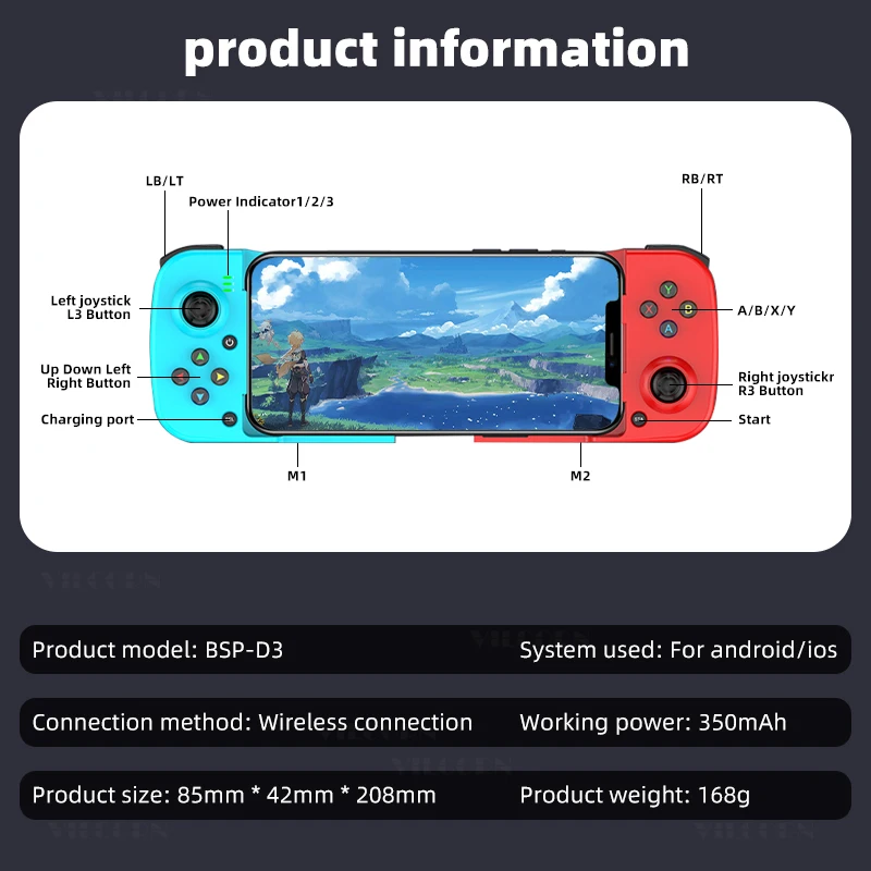 D3 Gamepad Telescopic BT Bluetooth Game Controller For PC IOS Android PUBG Switch PS4 Stretch Wireless 3D Joystick With Macro