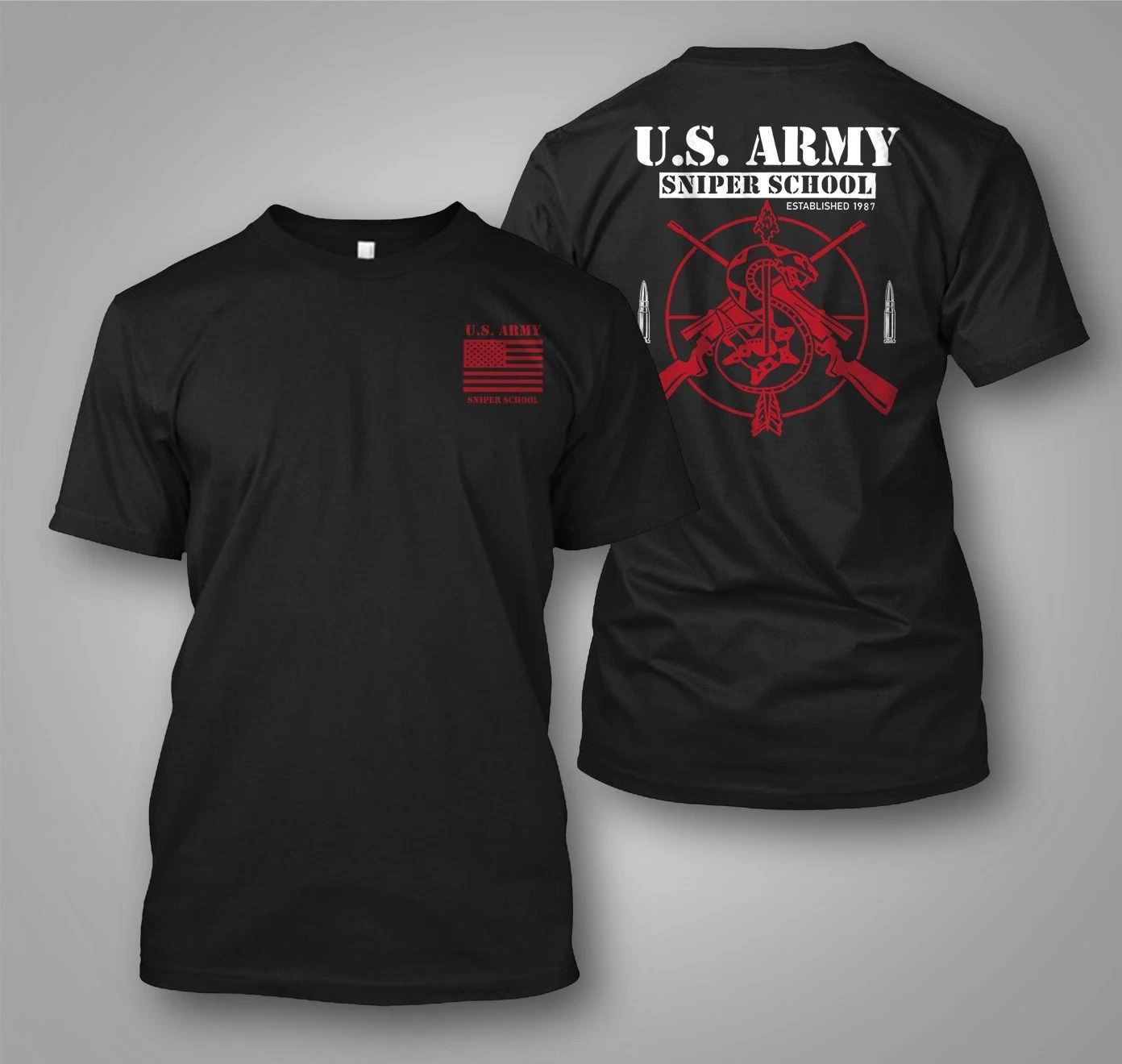 NEW Army Special Force Sniper School - Custom Men's Back and Front T-Shirt Tee