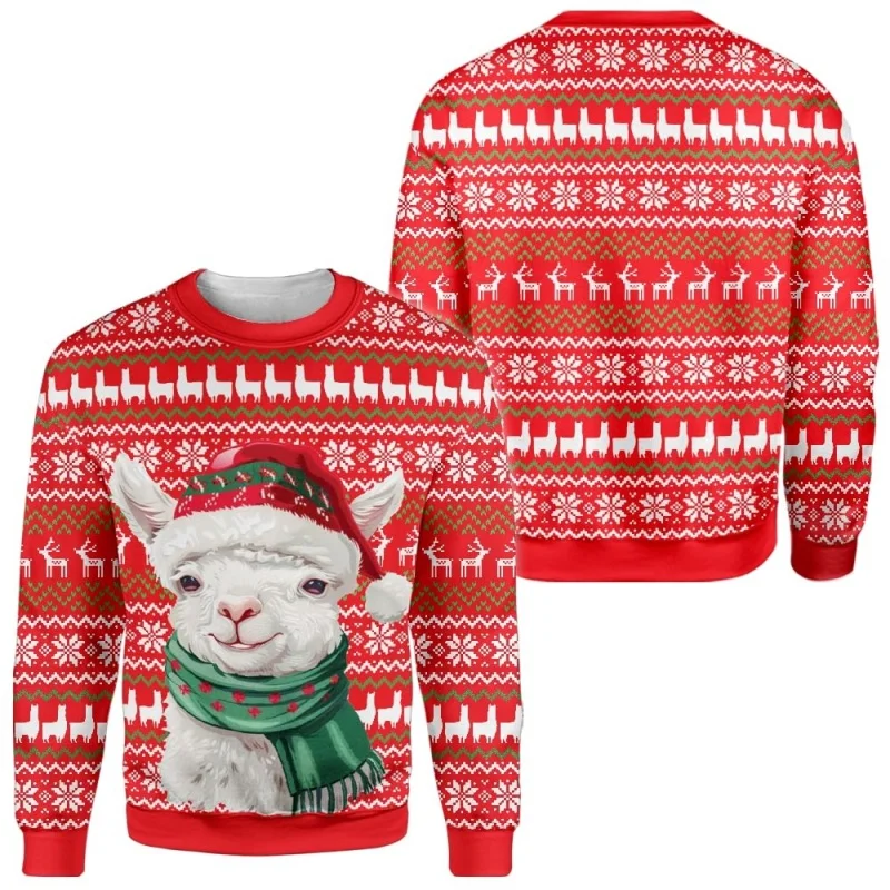 ثلاثية الأبعاد مطبوعة عيد الميلاد قبعة البلوز للرجال النساء القط يسوع الألبكة نمط البلوفرات عادية فضفاض الجولة الرقبة طويلة الأكمام هوديس #4