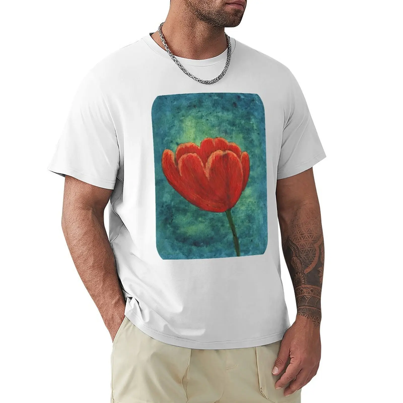 Red Tulip 3 T-Shirt sports fans oversized mens white t shirts