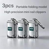 Cortaúñas plegable mini de acero inoxidable, pack de 3