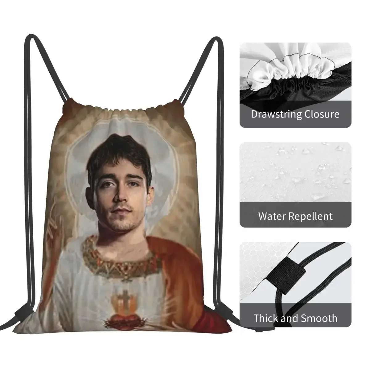 San Charles Leclerc Backpacks Portable Drawstring Bags Drawstring Bundle Pocket Sports Bag Book Bags For Man Woman Students