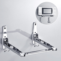 Microwave Holder Wall Mount Stainless Steel Telescopic Construction with Hook Universal for Microwave Silver 22 x 22 x 29.5 cm