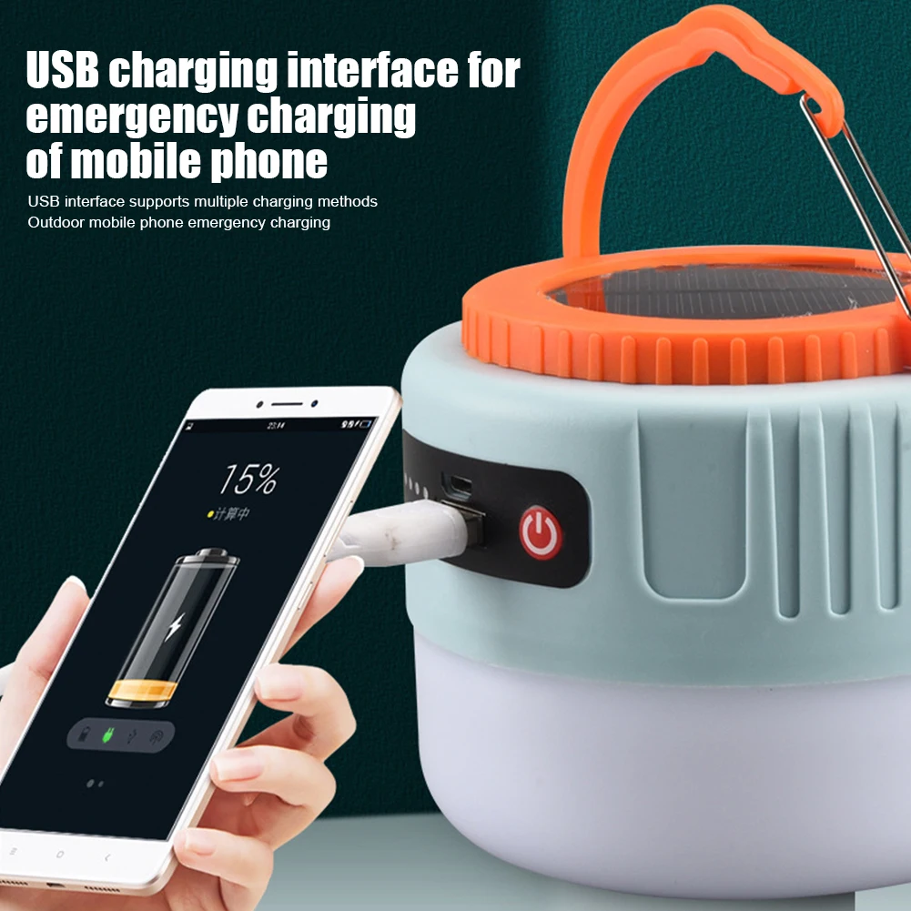 Solar Powered USB Rechargeable 100000lm LED Camping Lanterns Waterproof Portable Outdoor Hiking Emergency Searchlight Lights
