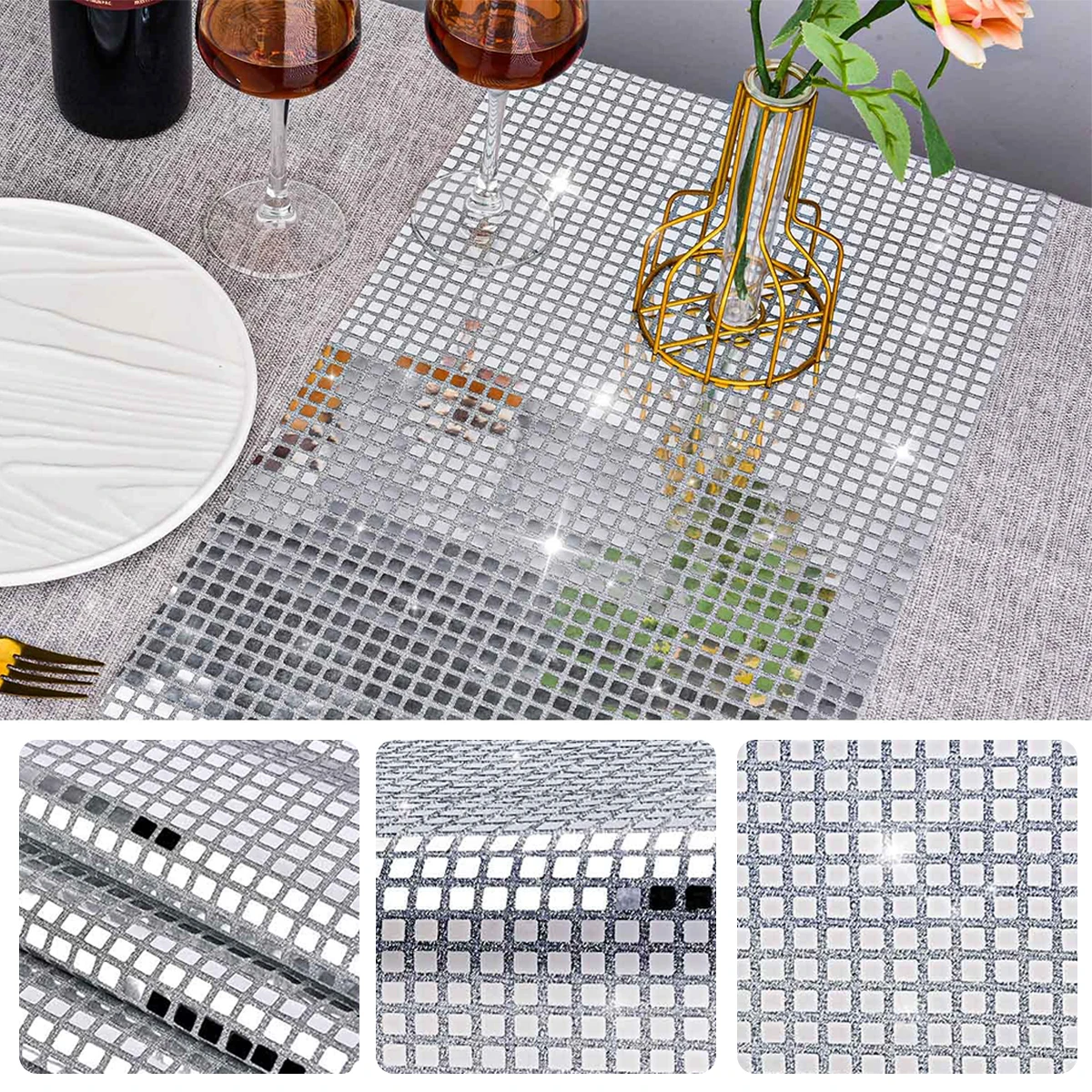 Metallic Sequin Table Runners Gold Silver Rose Gold Glitter Table Cover Wedding Birthday Christmas Decoraton for Home Table 2024