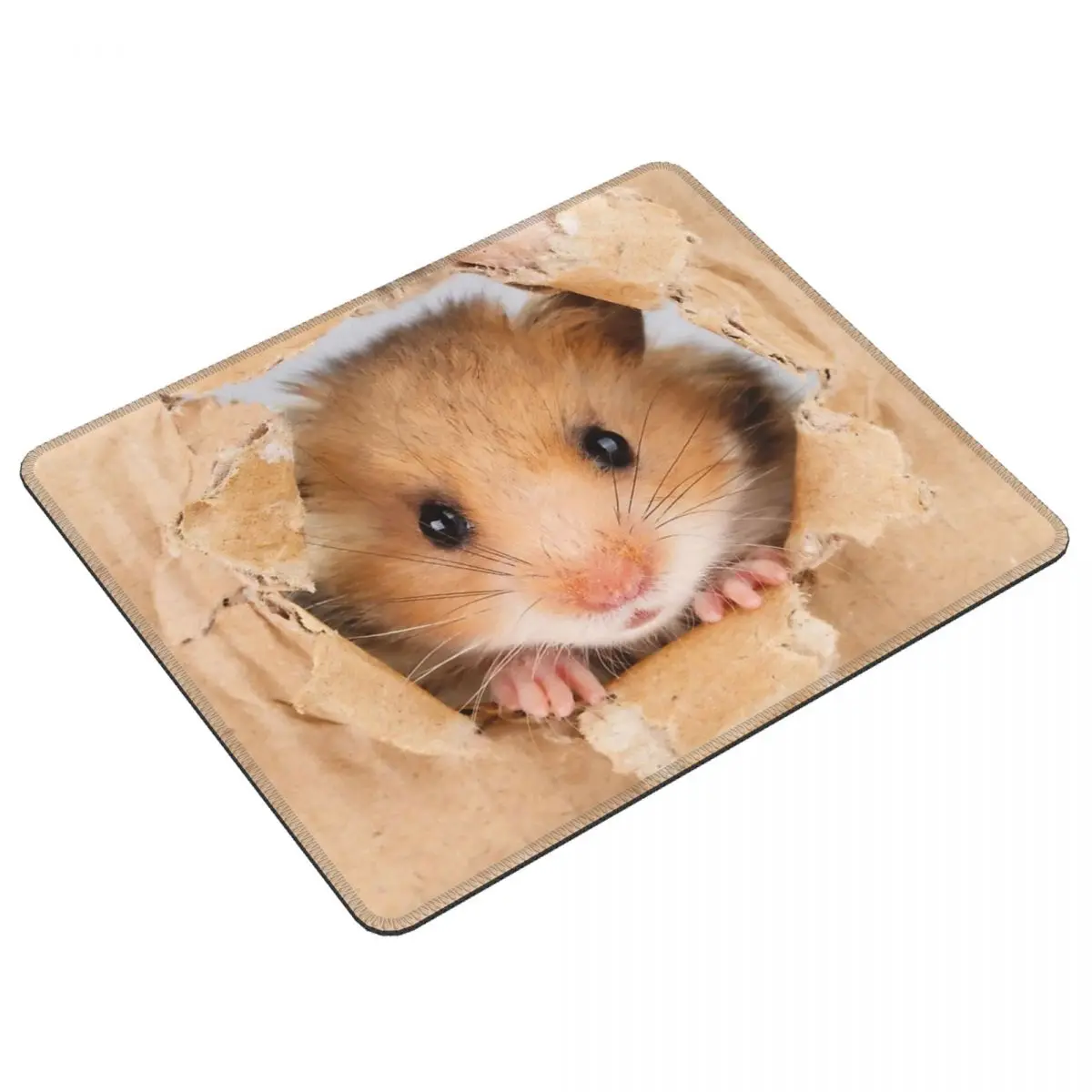 Multi-size Cute Hamster Peeping Through Hole In Brown Cardboard Gamer PC Laptop Mats Keyboard Carpet Computer Gaming