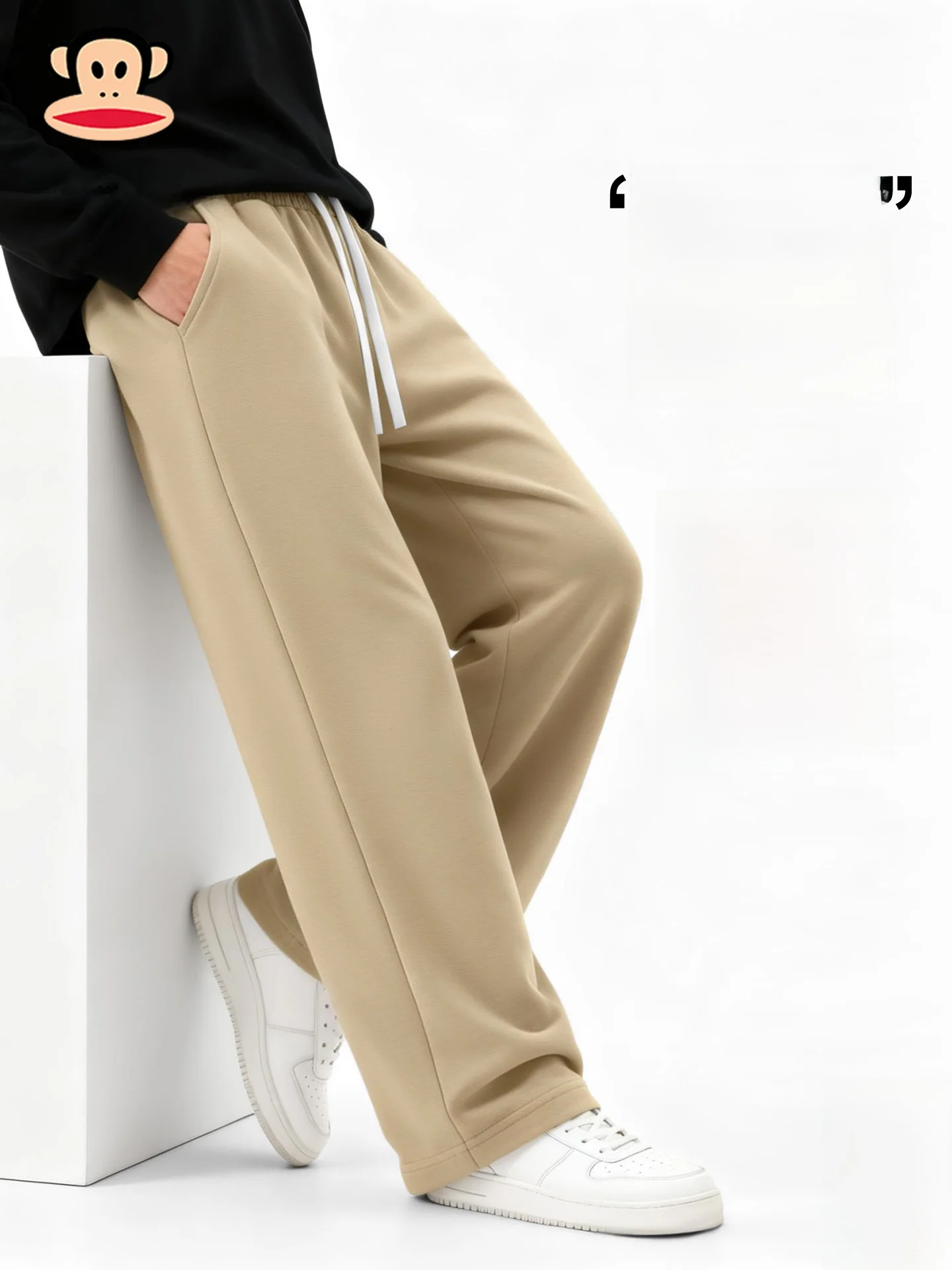 

Мужские повседневные брюки прямого кроя цвета хаки в американском стиле, весенние, модные, свободные, со средней посадкой, с деталями на карманах