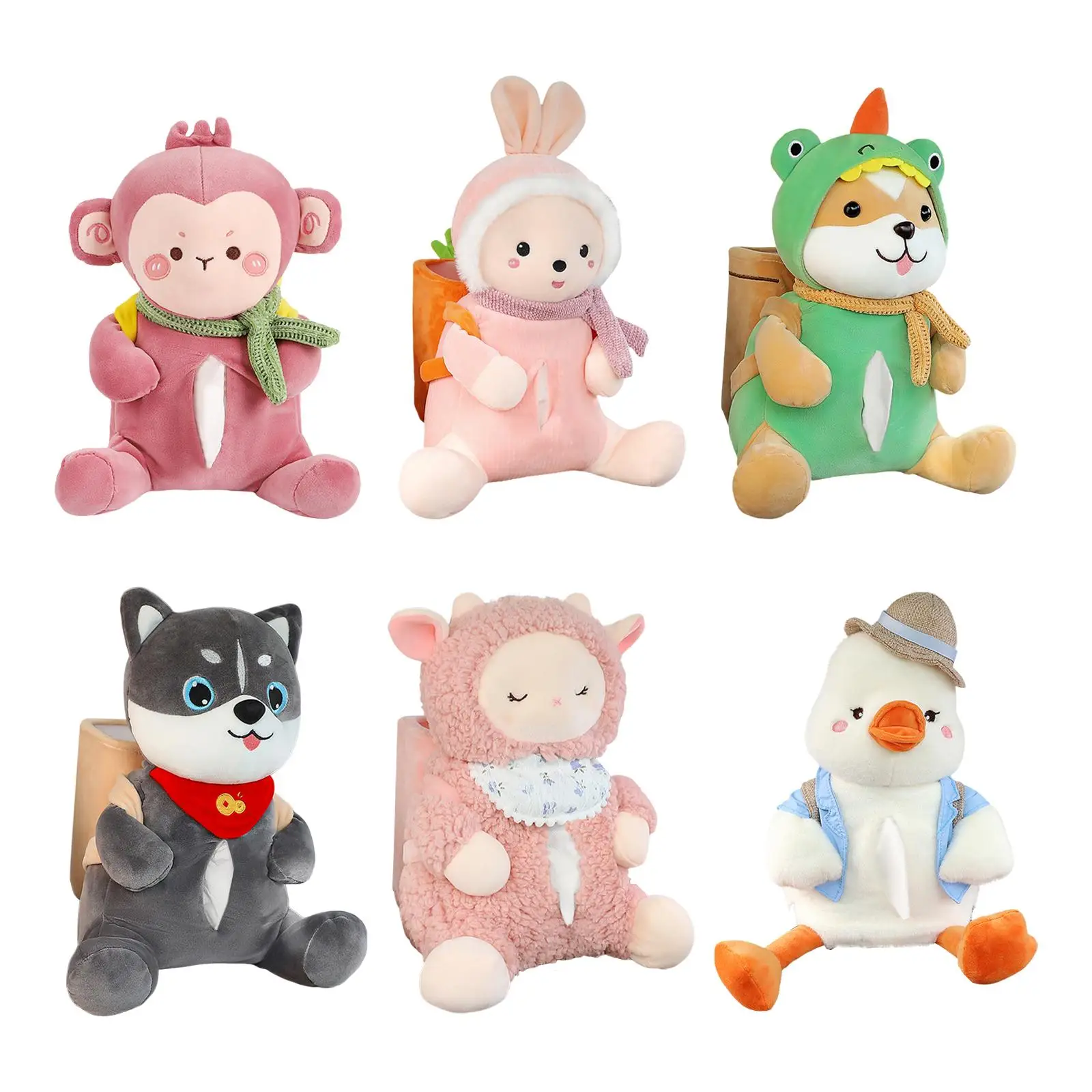 Tissue Container for Car 2 in1 Car Cartoon Tissue Box Holder Cute Plush Tissue Holder