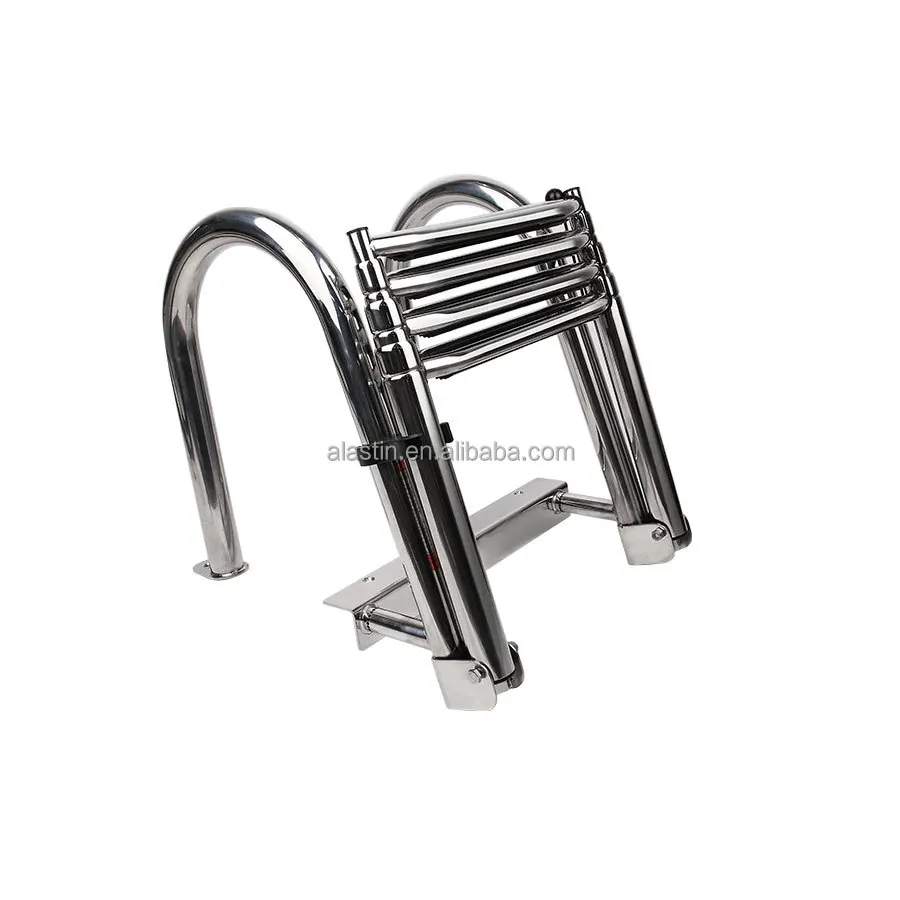 Marine Boat 304 Stainless Steel Telescoping 4 Step Ladder Nimble Pool Inboard Dock Swimming Ladder