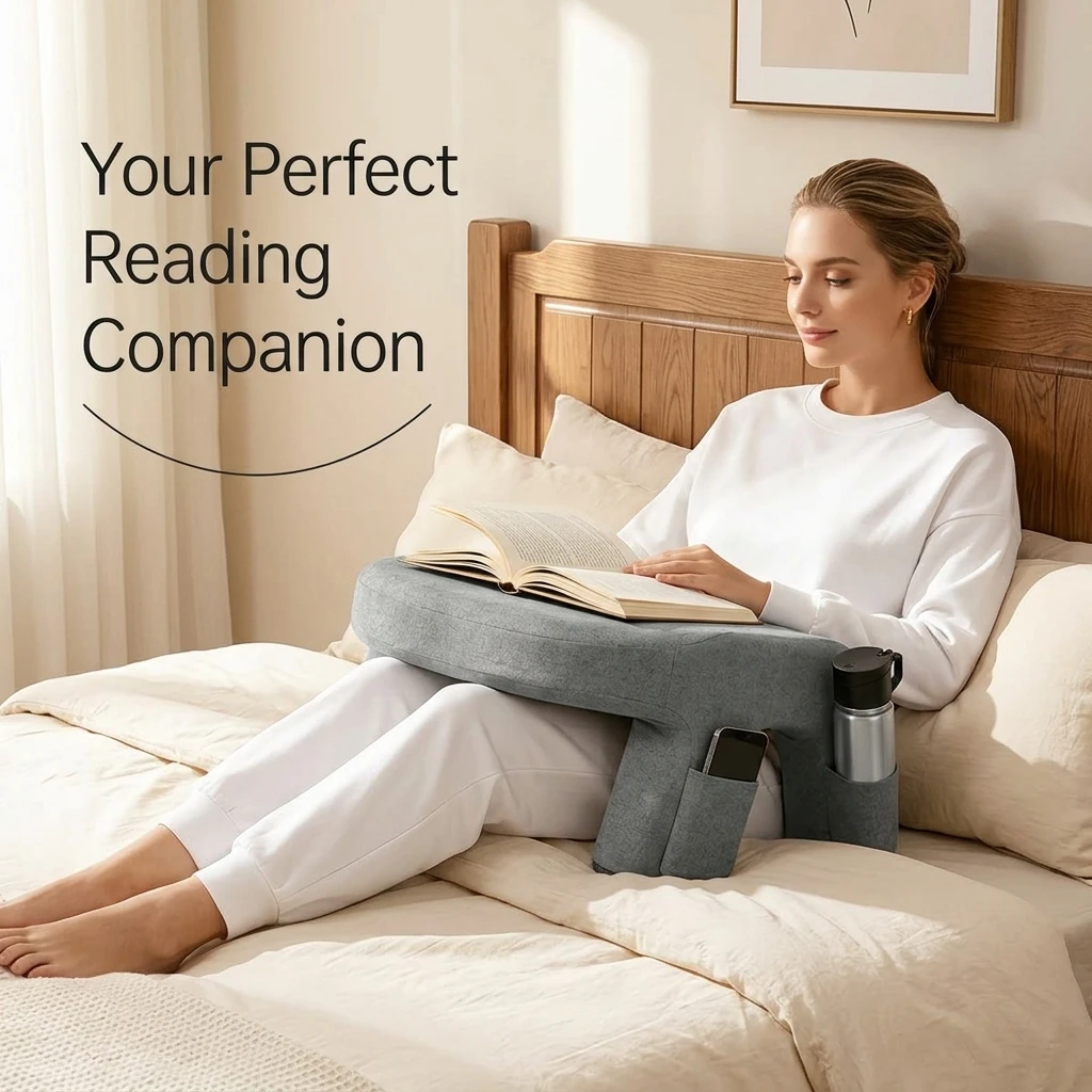 Laptop Stand Reading Pillow Memory Foam Lap Desk for Bed and Sofa with Phone and Cup Holder Pockets