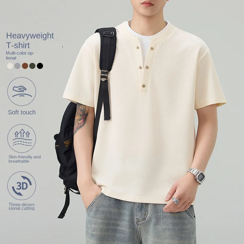 

Fashion T Shirt for Man New Arrival Mock Two Piece Textured Feel Old Money Style Casual Short Sleeve Top