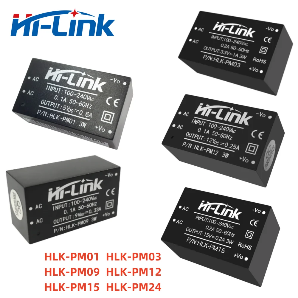 

Hilink PM01 PM12 HLK-PM01 220V to 5V 12V 3W Series AC DC Isolated Power Supply Module Step Down Power Converter HLK-PM09 PM03