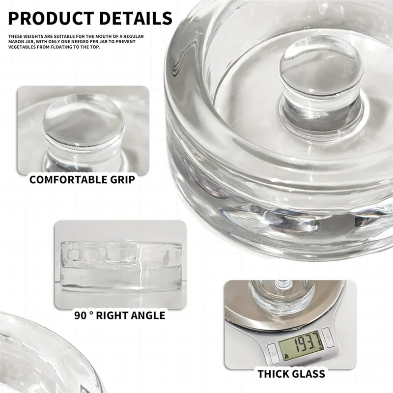 

WORTHOWN-2PCS Fermentation Weights With Grip Handle For Wide Mouth Jar And Canning Fermenting Pickling Canning Fermenting