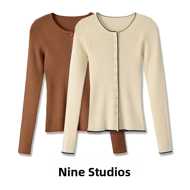 Casual Knitted Long Sleeve round Neck Color Block  Women's Outerwear NINE ZAR Fashion Spring Autumn 2026 Style 8779621
