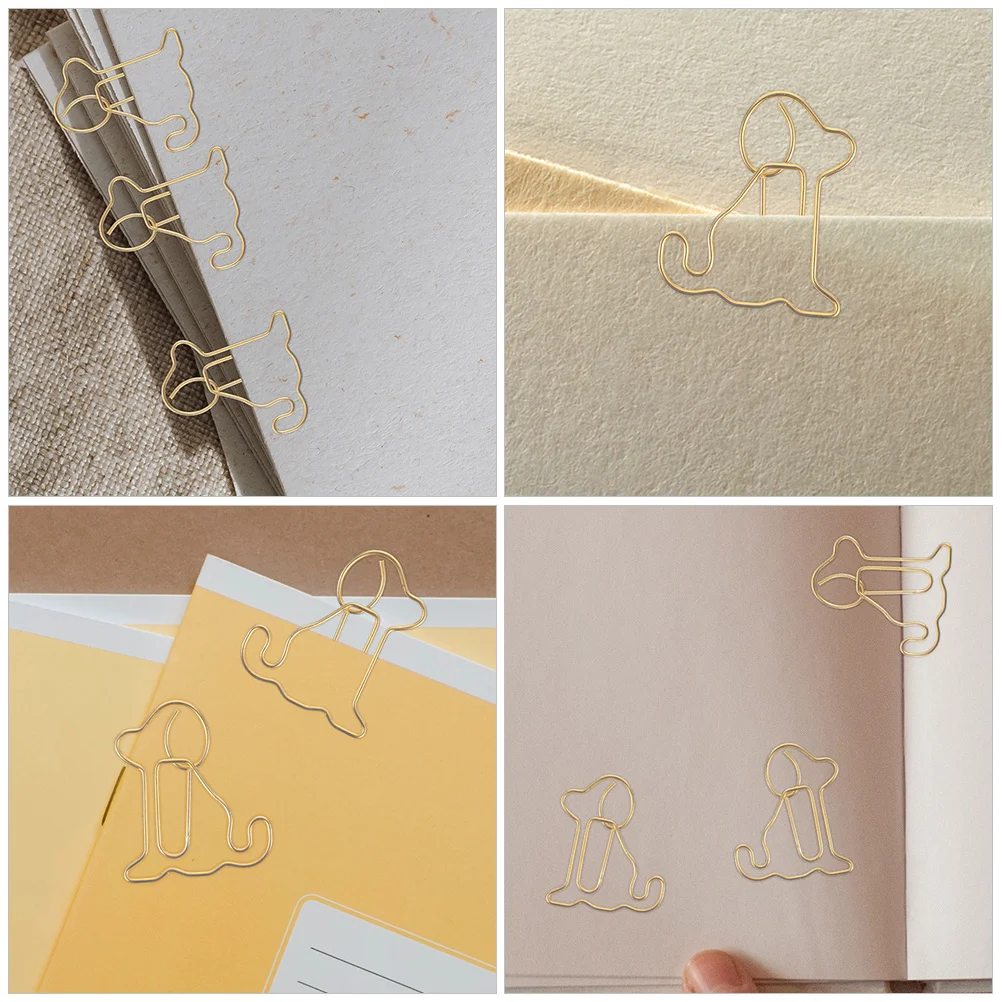 

100Pcs Dog Shaped Paper Clips Metal Small Office Clips Cute File Document Clamps for Memos Business Cards Page Holder