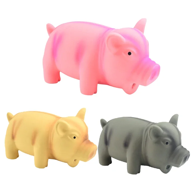 1Pc Cute Rubber Sound Pig Grunting Squeak Latex Pet Chew Toys for Dog Squeaker Chew Training Puppy Supplies Pet Products