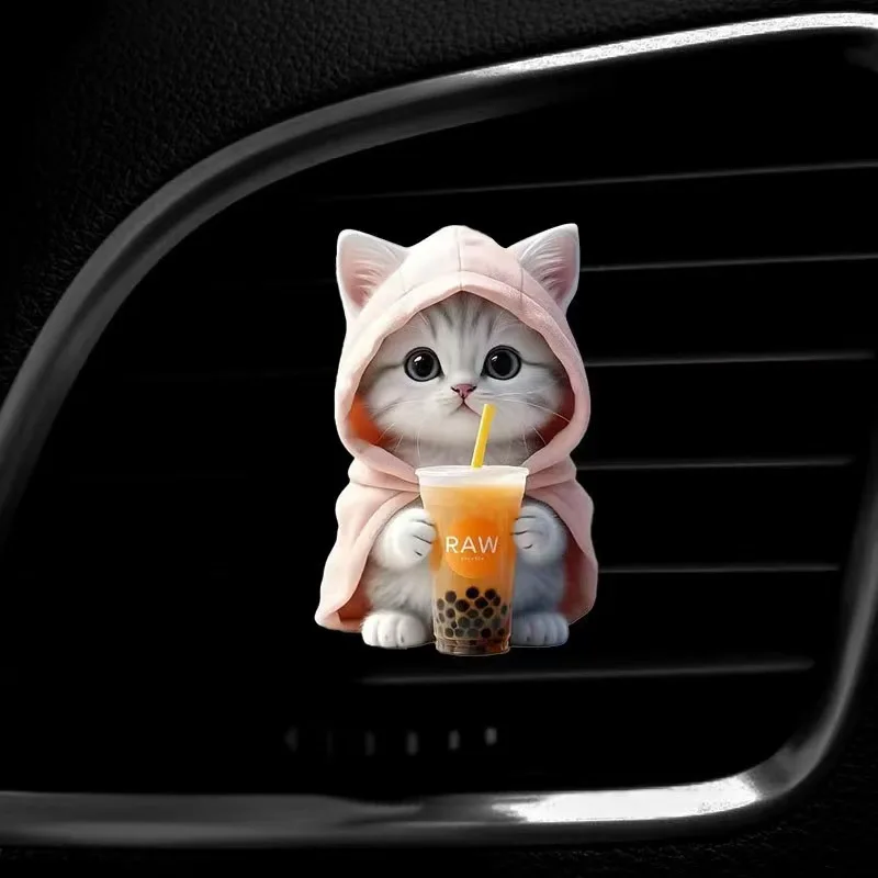 Cute Cat Acrylic Car Aromatherapy Long-lasting Fragrance, Vent Clip Decorative Ventilation Clip Car Decoration Fragrance Product