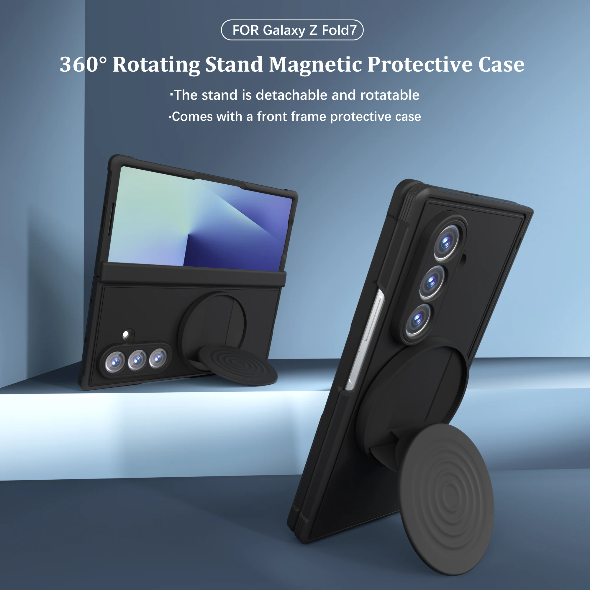 

For Samsung Galaxy Z Fold 7 TriFold Case Magnetic 360° Rotating Stand Hinge Bracket Shockproof Cover with Glass Film