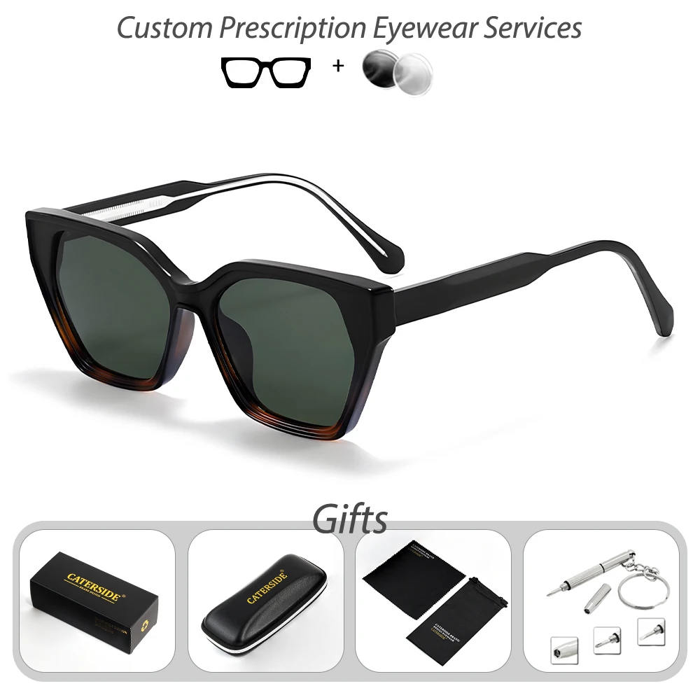 CATERSIDE Neue Damen-Sonnenbrille mit Katzenaugen-Design und quadratischem, dickem Rahmen, verschreibungspflichtige Sonnenbrille für Herren, Myopie- und Hyperopie-Brille – Detail 7