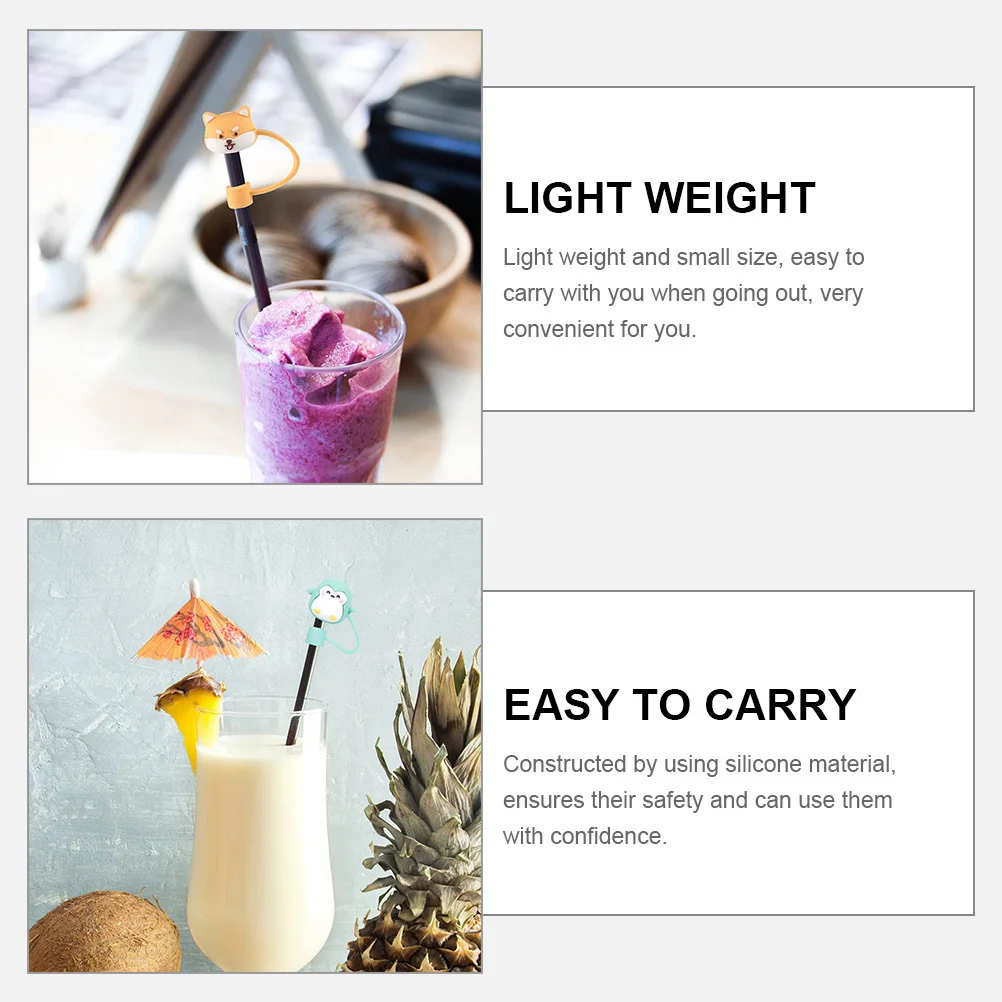 

12Pcs Silicone Straw Tips Cover Cap for Straws Reusable Dust Plug Smooth Protective Toppers Birthday Party Supplies