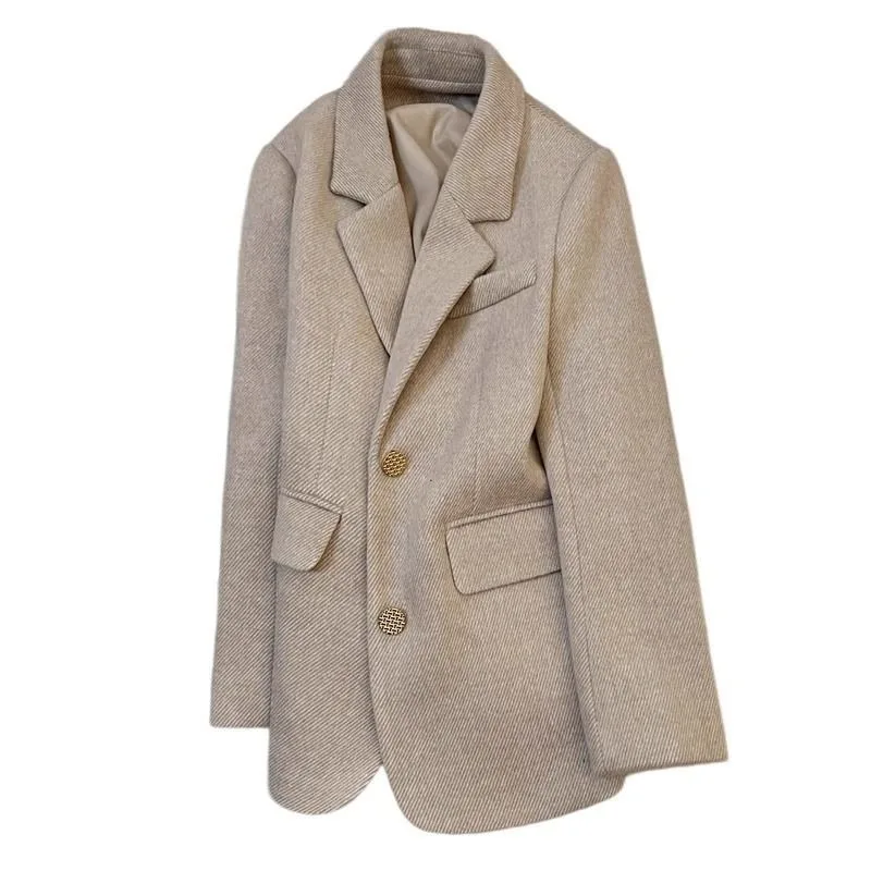 2026 عالية الجودة الصوفية البدلة سترة المرأة الجديدة الخريف الشتاء السترة معطف الإناث مزاجه مكتب كل مباراة بدلة نسائية القمم