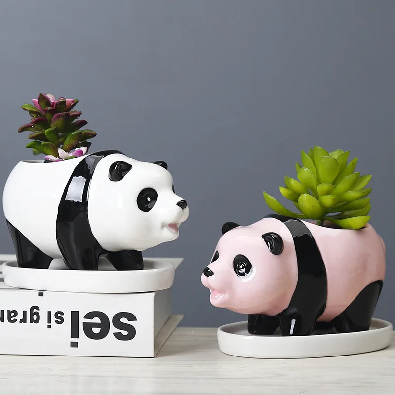 

Ceramic Panda Flower Pot Succulent Pot Animal Planter Home Decor Desktop Ornaments Bonsai Plant Pot Garden Decoration