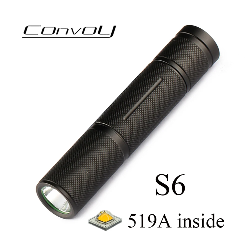 Convoy S6 Black with 519A Linterna Led 18650 Torch Camping Lamp Fishing Latarka Tactical Lantern Work Light