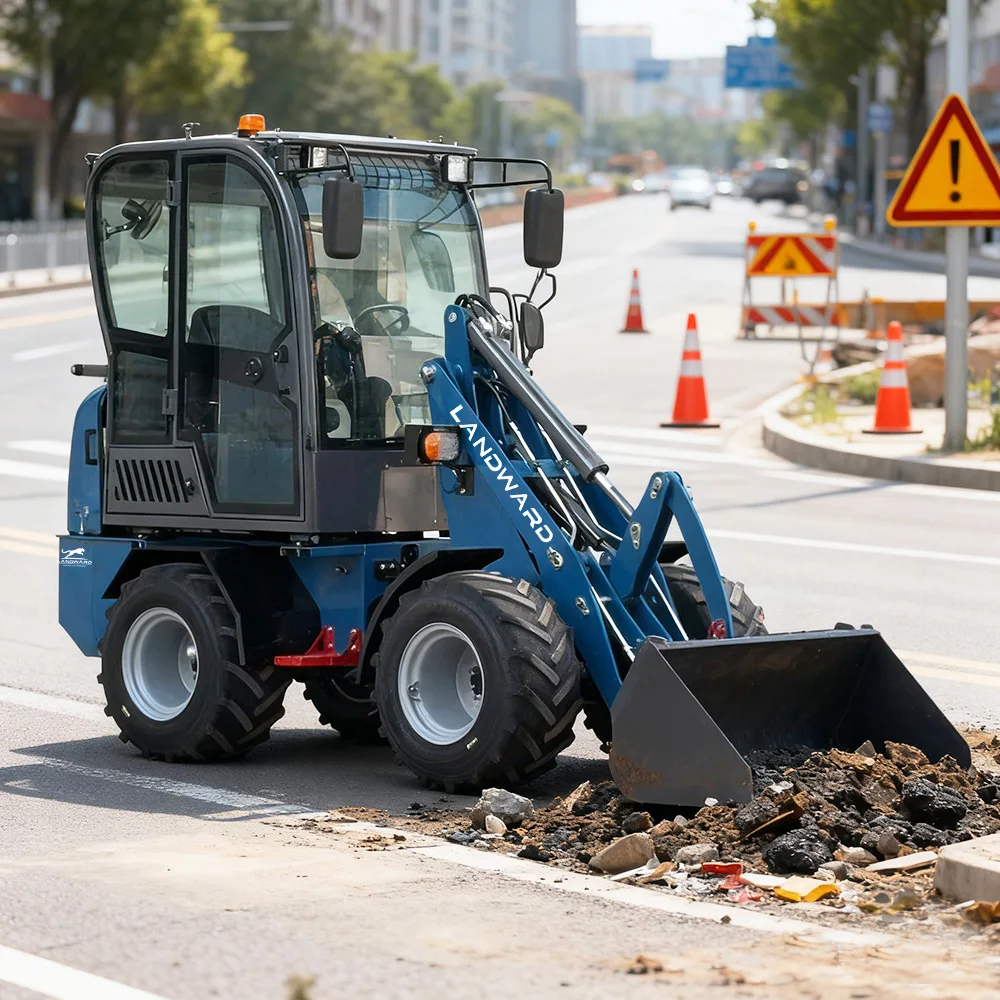 رائجة البيع لودر كهربائي صغير 4 عجلة محمل مدمج للطاقة الجديدة مخصص يورو 5 جرافة مفصلية محمل أمامي صغير