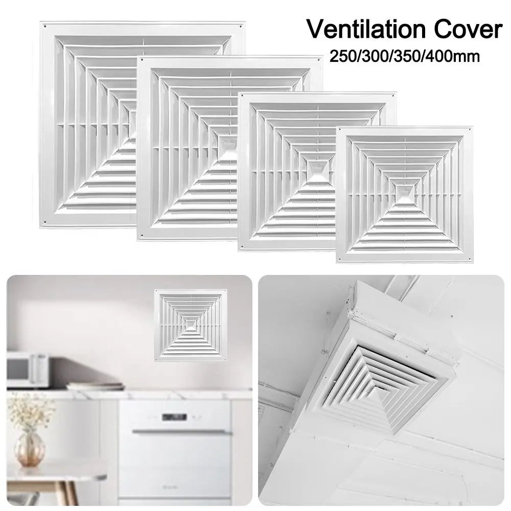 New Plastic Air Vent Grille White With Flaps Duct Heating Vents Square Silent Operation Exhaust Fan Cover Ceiling Mount