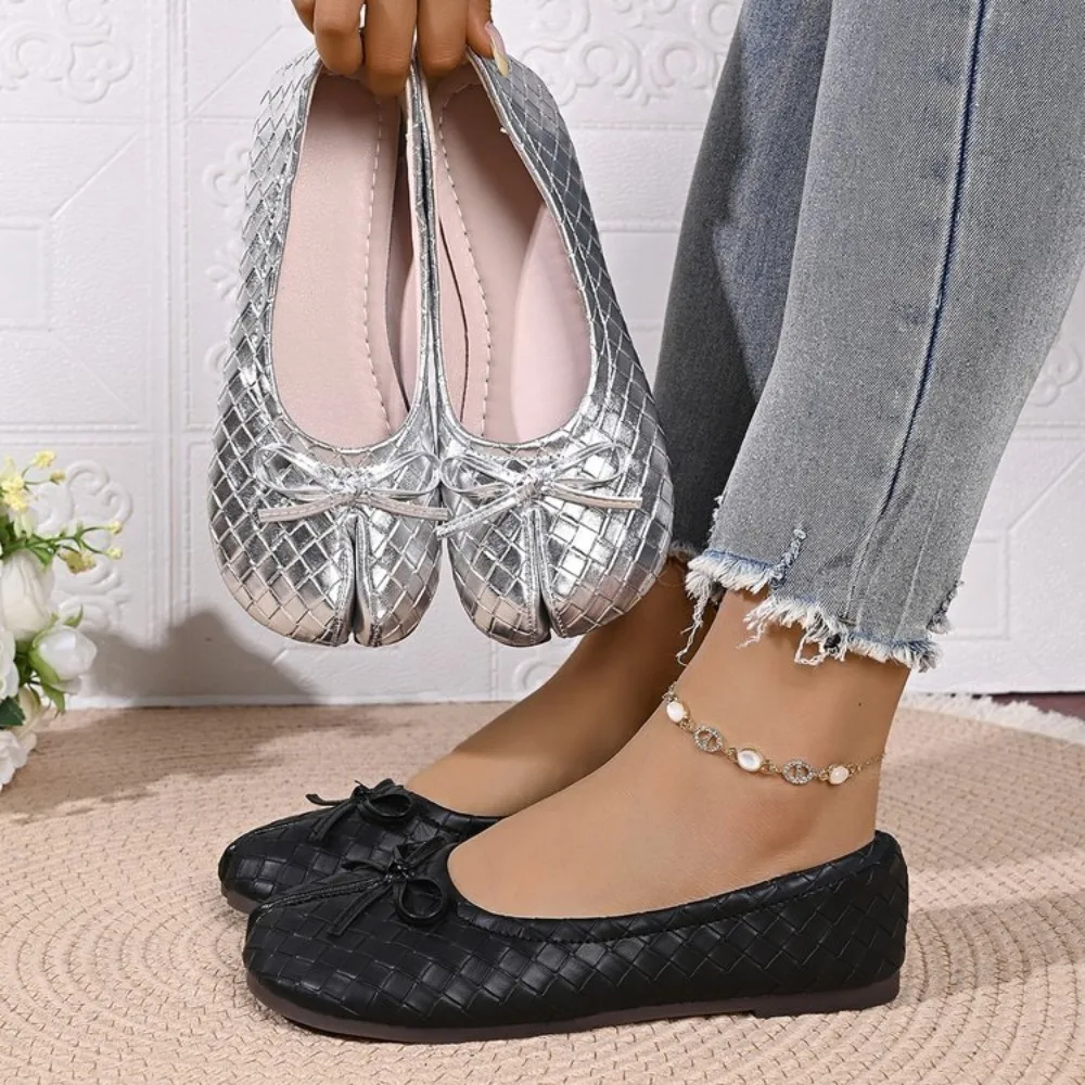 Flat Summer Tabi Bowknot Women's Ninja Lazy Shoes Pig Toe Slippers Person Horse Hoof Shoes Women Split Toe Mocassines Loafers