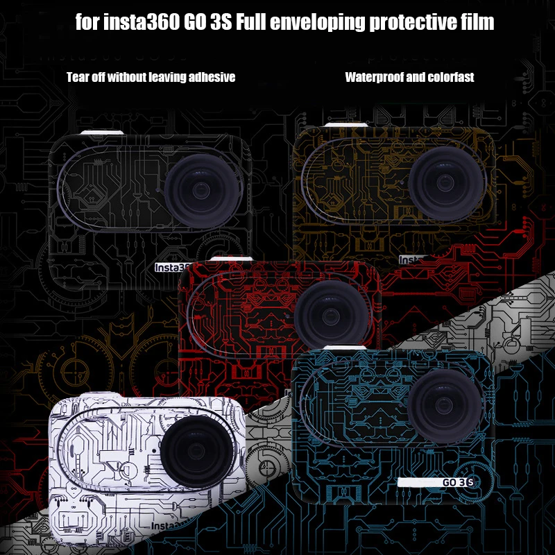 액션 카메라 랩용 PVC 스티커 보호 필름 필 커버, 긁힘 방지, 탈착식 스킨, Insta360 Go3S 용