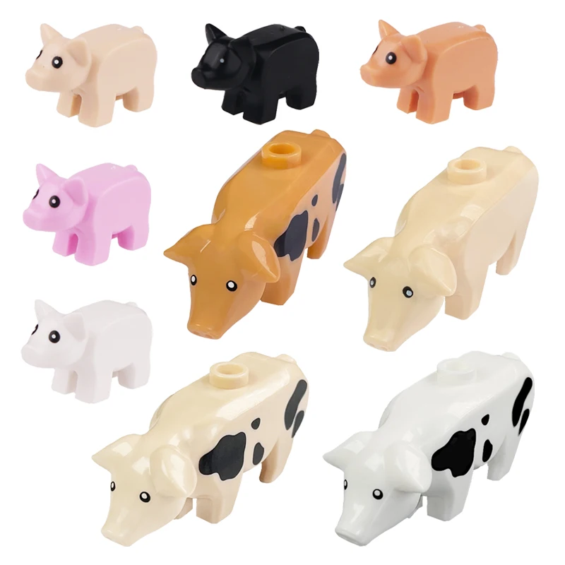 Compatible Mini Animals Building Blocks for Children MOC farm pig swine Pigsty Model Building Blocks Bricks Kids DIY Toys 5pcs