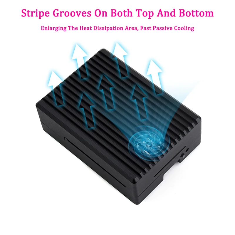 

Алюминиевый корпус Raspberry Pi 5, встроенный охлаждающий вентилятор, стойки радиатора, металлический корпус с активным пассивным охлаждением для Raspberry Pi 5