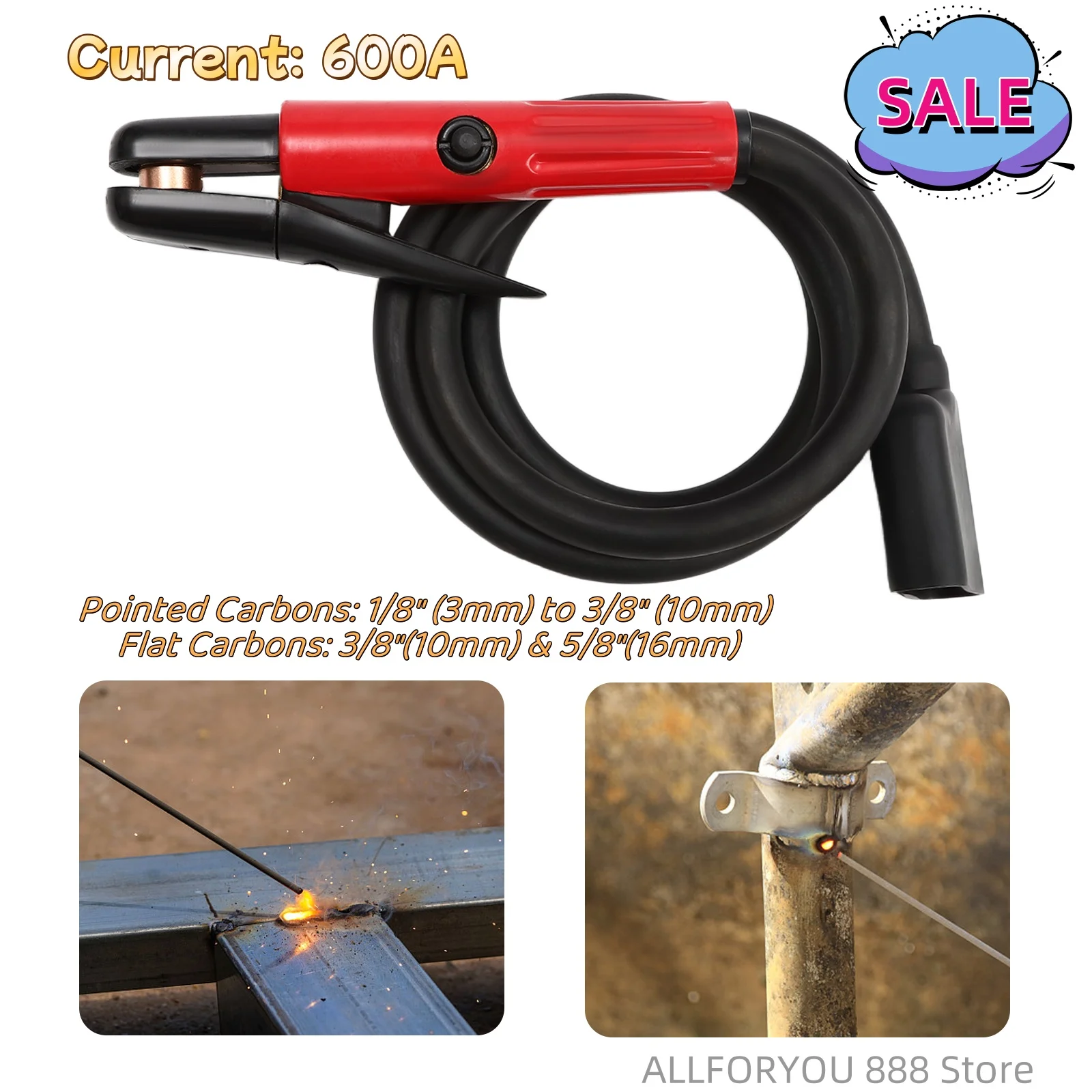 600Amp Welding Gun Carbon Arc Gouging Torch Planing Tool With 7' Cable Last and Durable