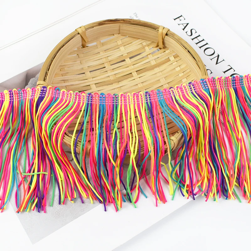 2/5 Meter Quasten Fransenbesatz 10/15/20 cm dekorative Regenbogenbesatz Spitzenstoff Tanzkleid Kleidung Vorhang Nähzubehör – Detail 8