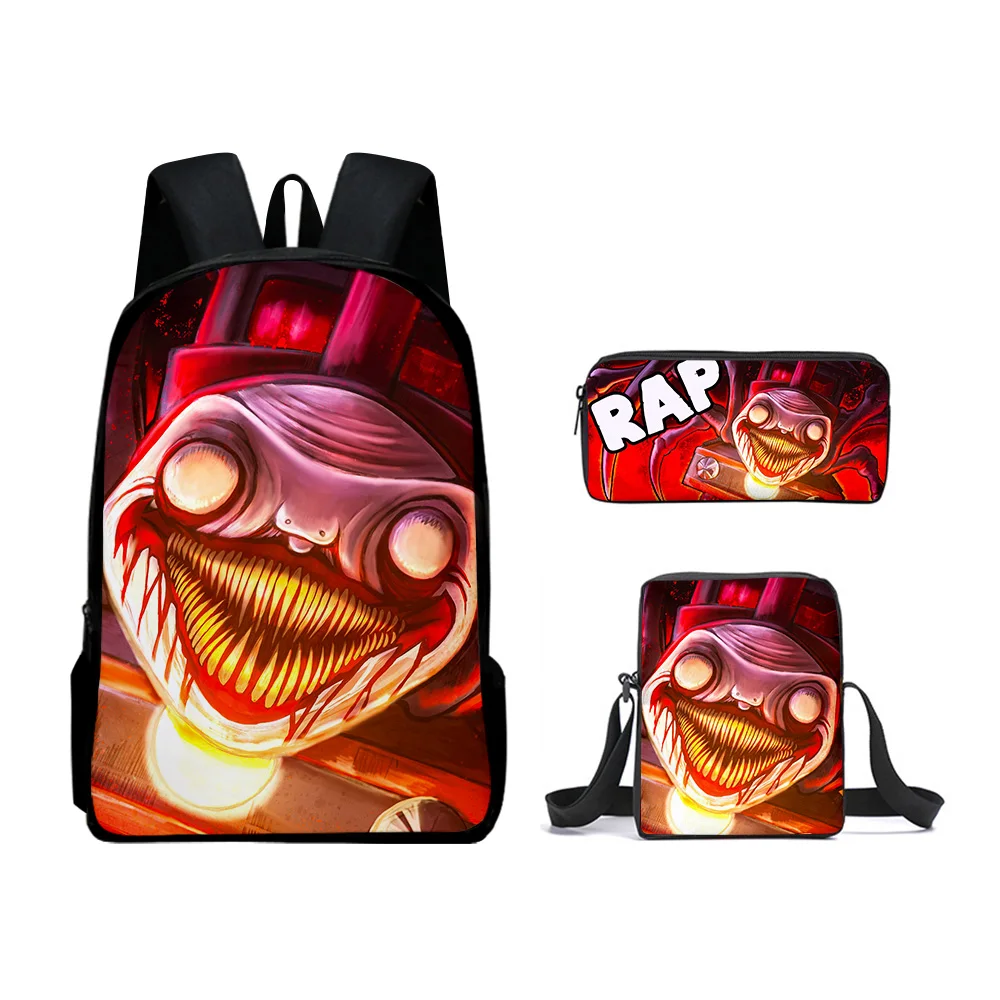 Harajuku Youthful Choo-Choo Charles 3D Print 3pcs/Set Student Travel bags Laptop Daypack Backpack Shoulder Bag Pencil Case
