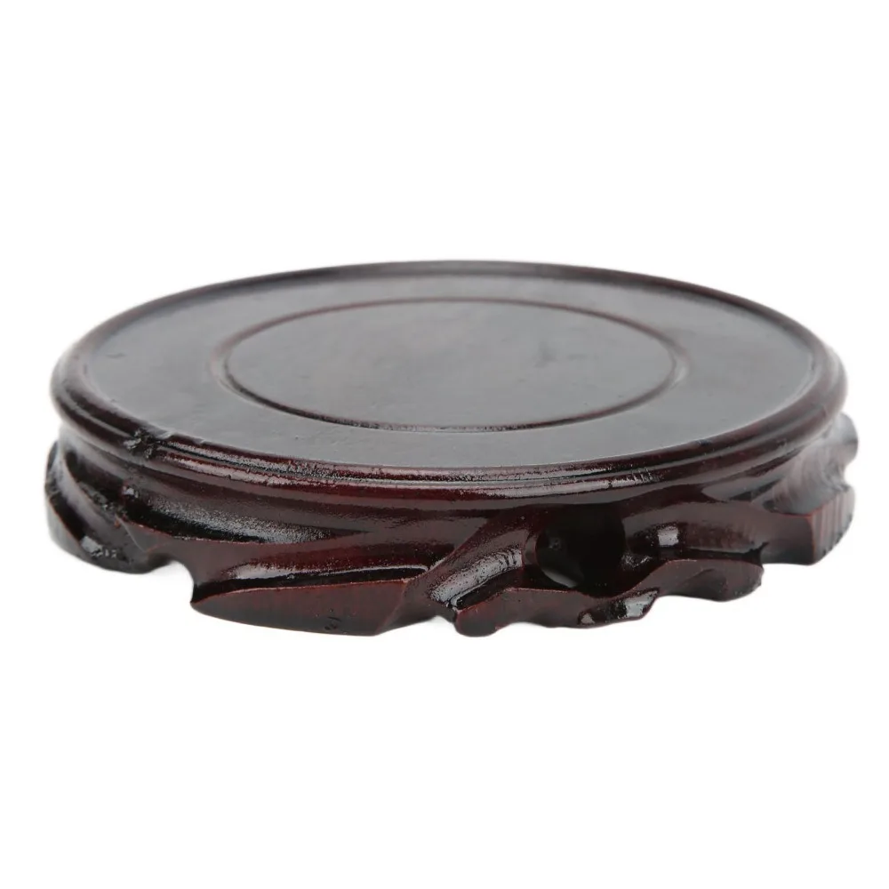 Pedestals Round Wooden Display Stand Height 2.5 cm Carved Oriental Display Stand Wood Black Round Wooden Base Bonsai Display