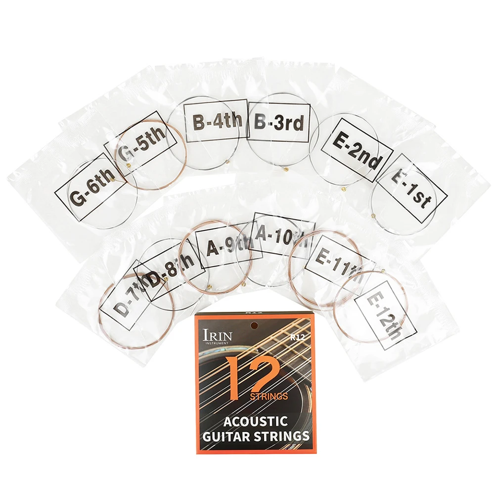 12-String Guitar Strings Folk Guitar Accessories Parts with PU Coating Classical Guitar Strings Light Great Bright for Guitar