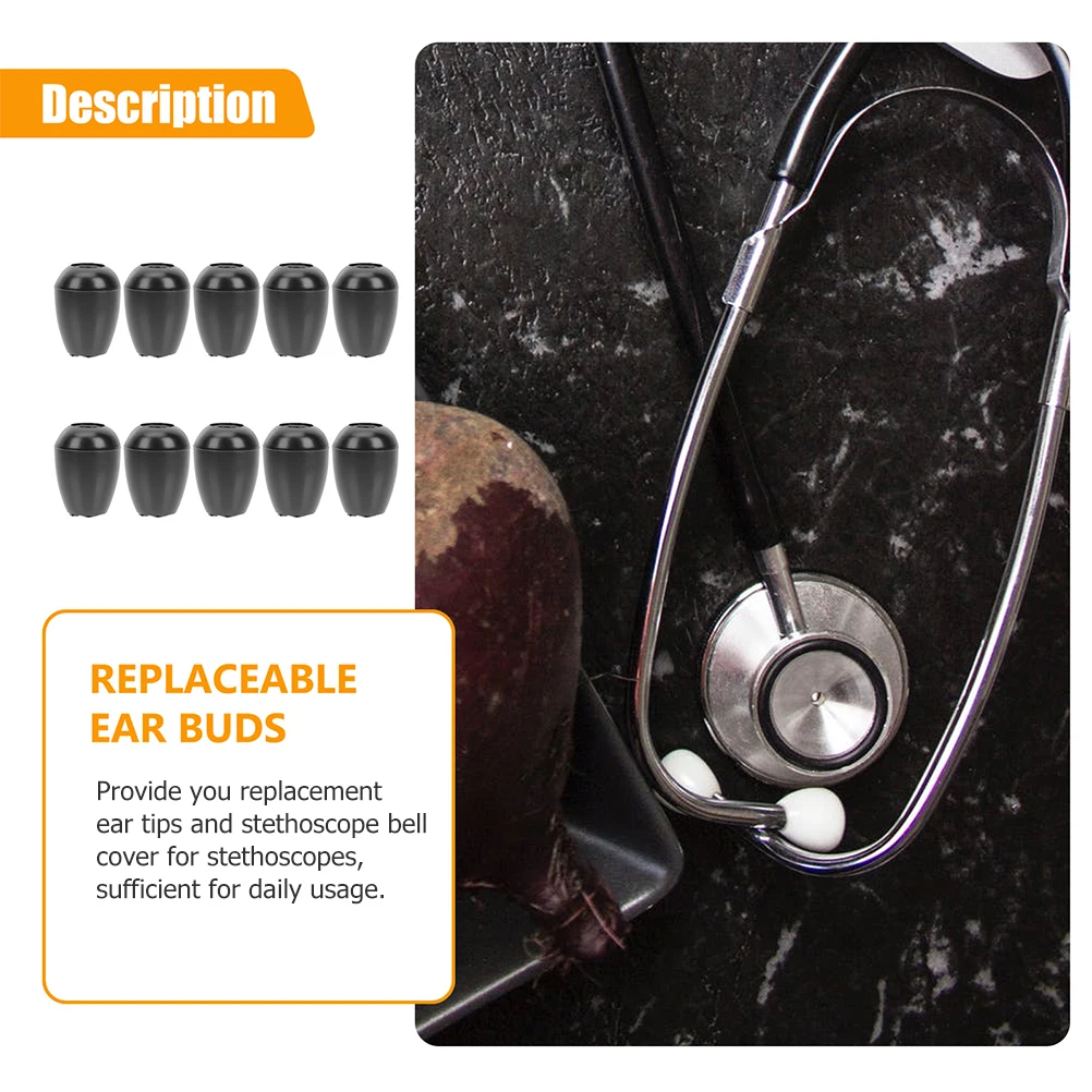 

Stethoscope Earplugs Silicone Earbuds Replacement Tips Covers Seals Earphone Parts Accessories Black Health Care